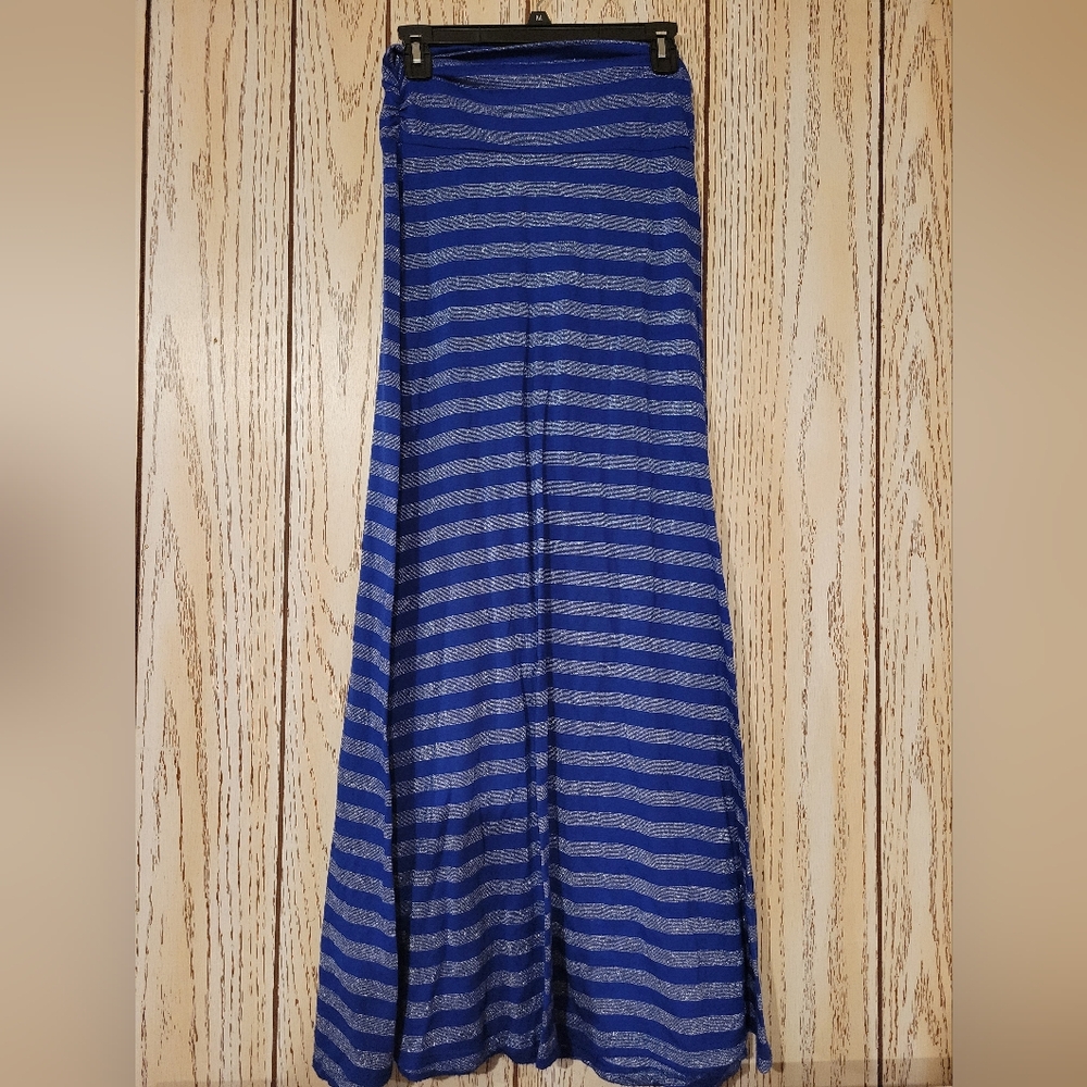 Blue and Silver Striped Skirt